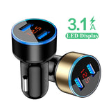 3.1A LED Display Dual USB Car Charger Universal Mobile Phone