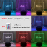 Black Base Blank Acrylic LED Writing Board With Mark Pen Battery Powered Color Changing Lamp