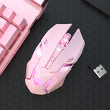 Bluetooth Wireless Pink Rechargeable Mechanical 2400dpi Backlit Gamer Mouse