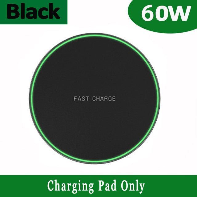 60W Wireless Fast Charger Pad For iPhone 13/12/11/Pro Max/X/Xs/Samsung Galaxy Note/Xiaomi