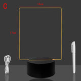 Black Base Blank Acrylic LED Writing Board With Mark Pen Battery Powered Color Changing Lamp