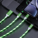 LED Luminous Micro USB Type C Glowing Charging Cable 3-in-1 For iPhone X/Huawei/Xiaomi Redmi Note 5/5A