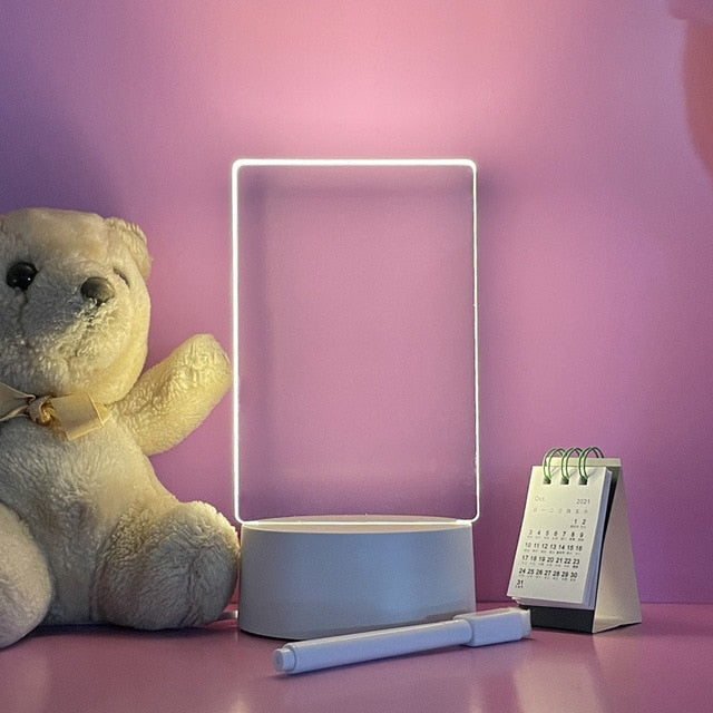 LED Note USB Message Board With Pen Night Lamp
